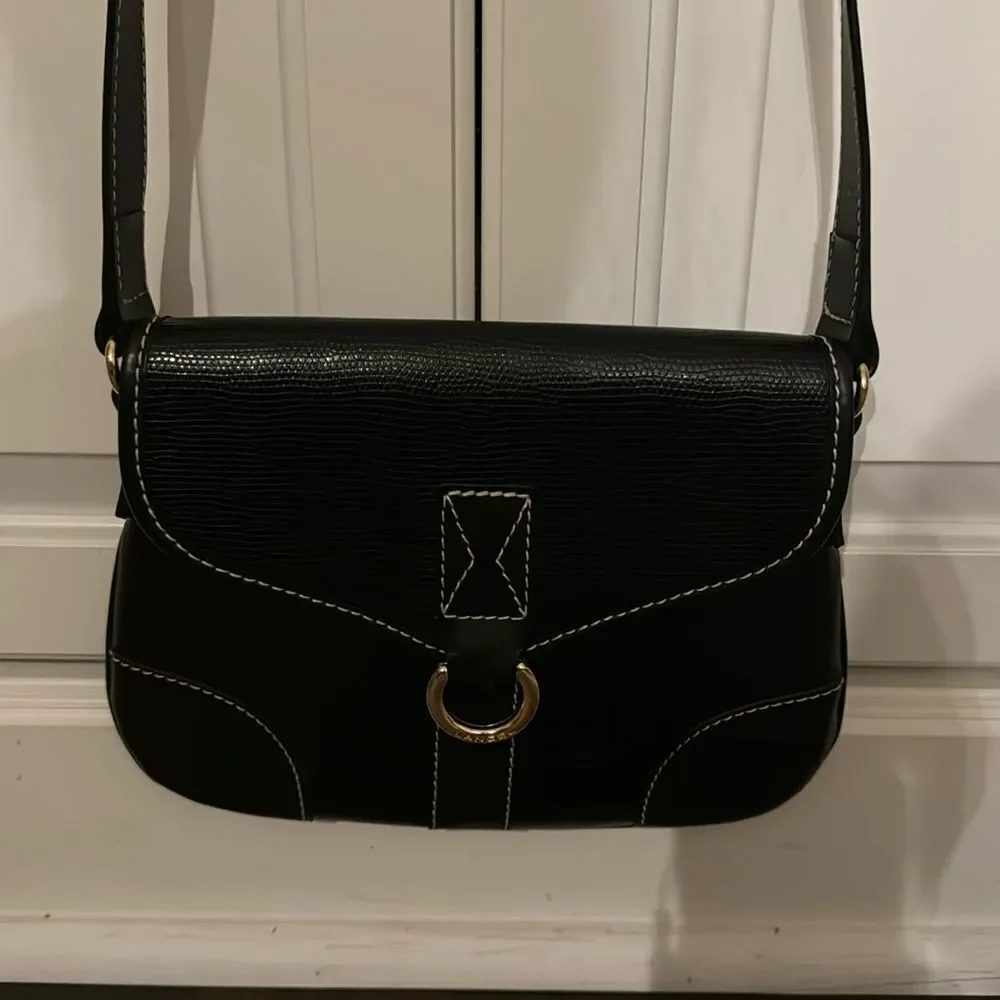 BEAUTIFUL LANCEL ELSA BLACK LEATHER CROSSBODY